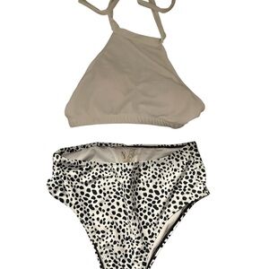 White and Black Polka Dot Bikini Set